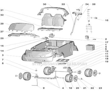 Page A Diagram and Parts List for P2896  Power Wheels Ride-On Cars